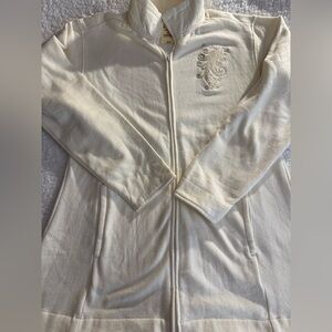 NWT Rainforest Cafe Cream Embroidered Zip-Up Jacket size Xl